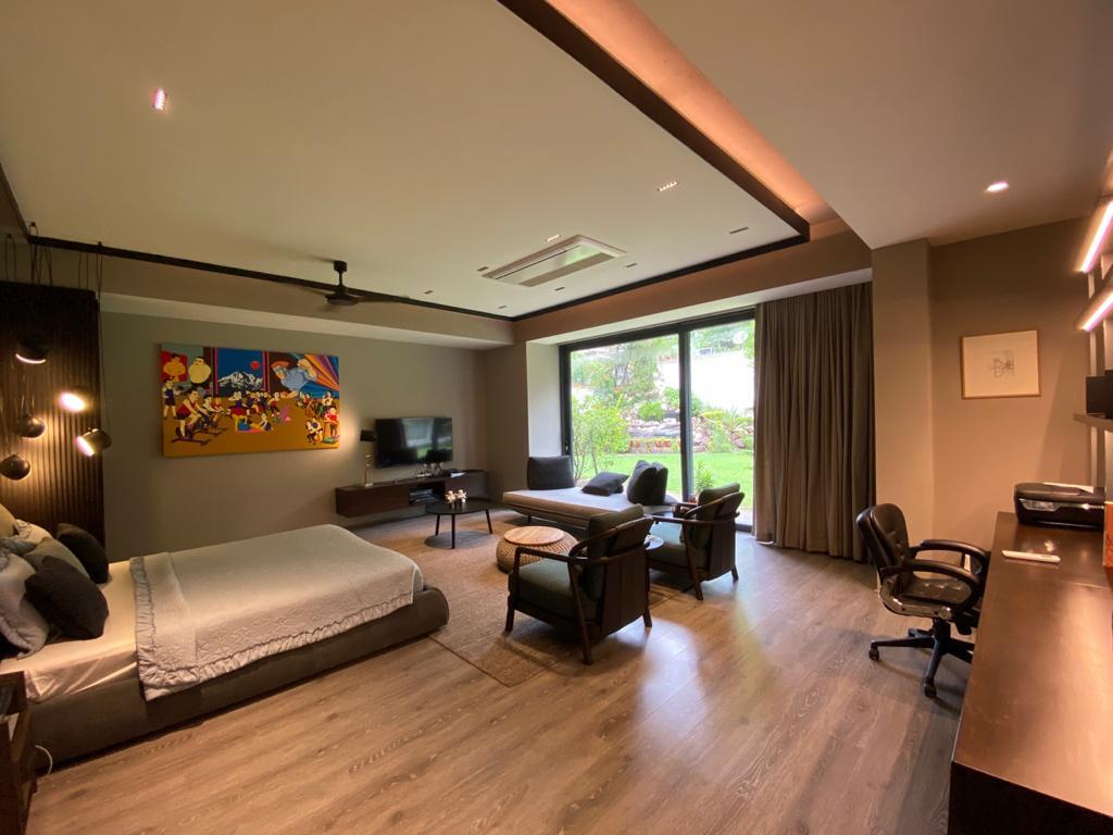 Luxury bedroom with warm lighting